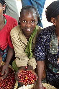 Ethiopia AMDe coffee girl cherries