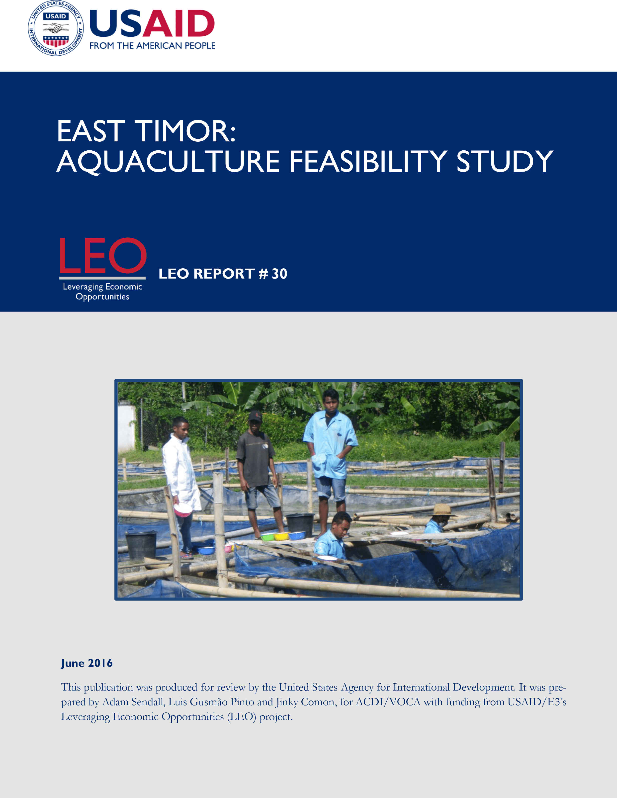 East Timor Aquaculture Feasibility Study