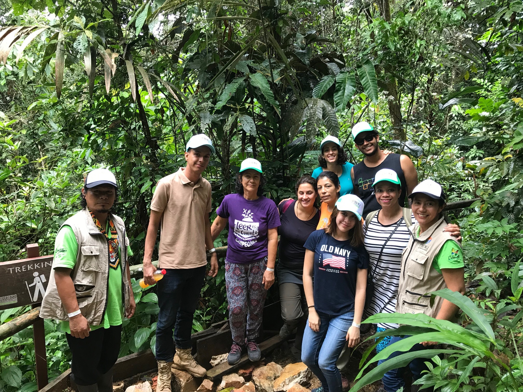 Volunteers smiling with local people