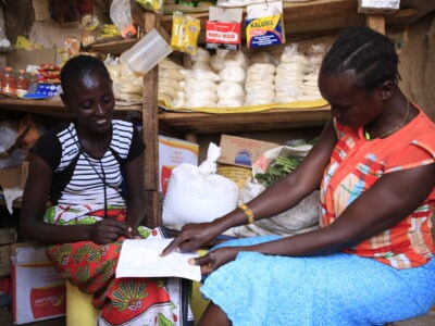 African women talking in marketplace