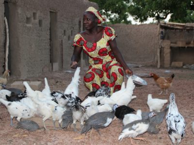 Woman with chickens