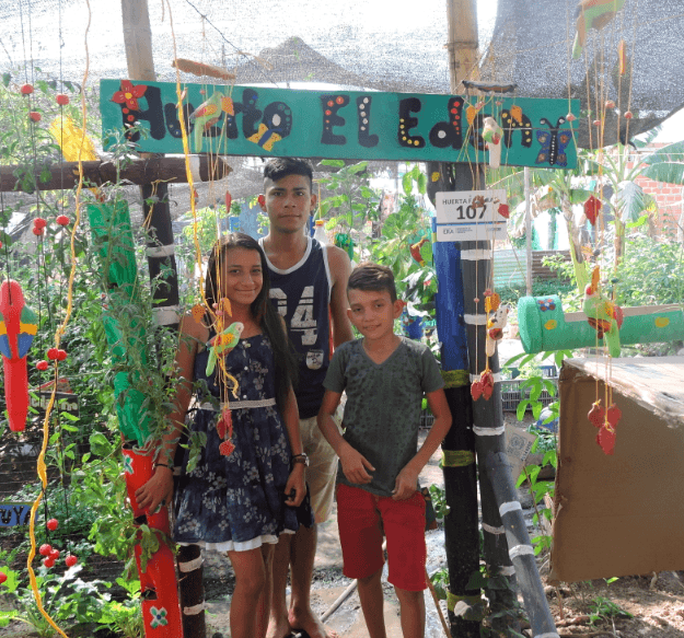 Family in garden