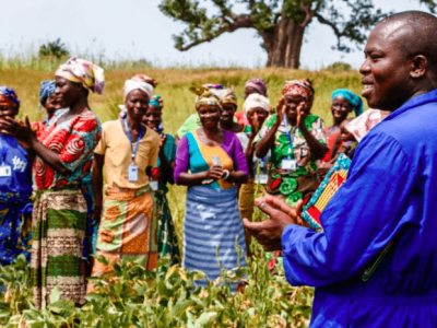 Man leading women outside